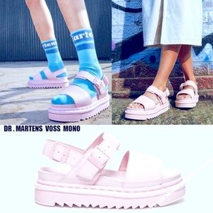 Doc Dr. Martens Voss Monochrome Platform Slingback Sandals Chalk Pink 39 8.5 9